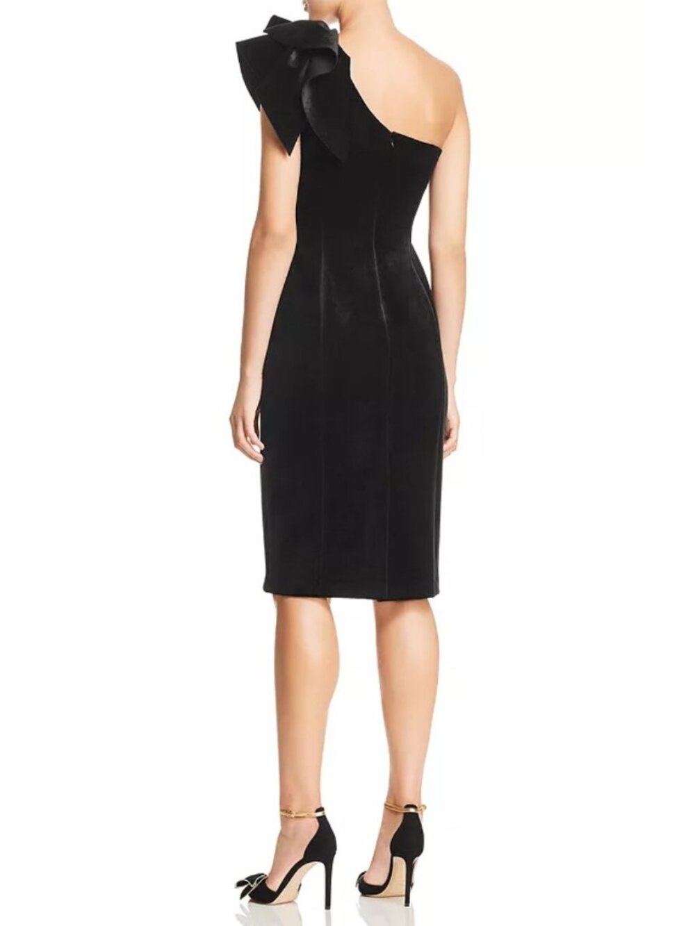 Eliza J Womens Black Velvet One-Shoulder Ruffle Detail Cocktail Dress Sz 10 2810 - Picture 12 of 15